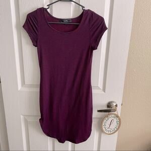 VIBE Sportswear Striped T-Shirt Mini Dress Women's Size Small Dark Red & Blue